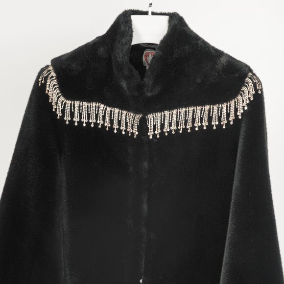 Shrimps Dexter Black Faux Fur Crystal-Embellished Jacket - Picture 4 of 13